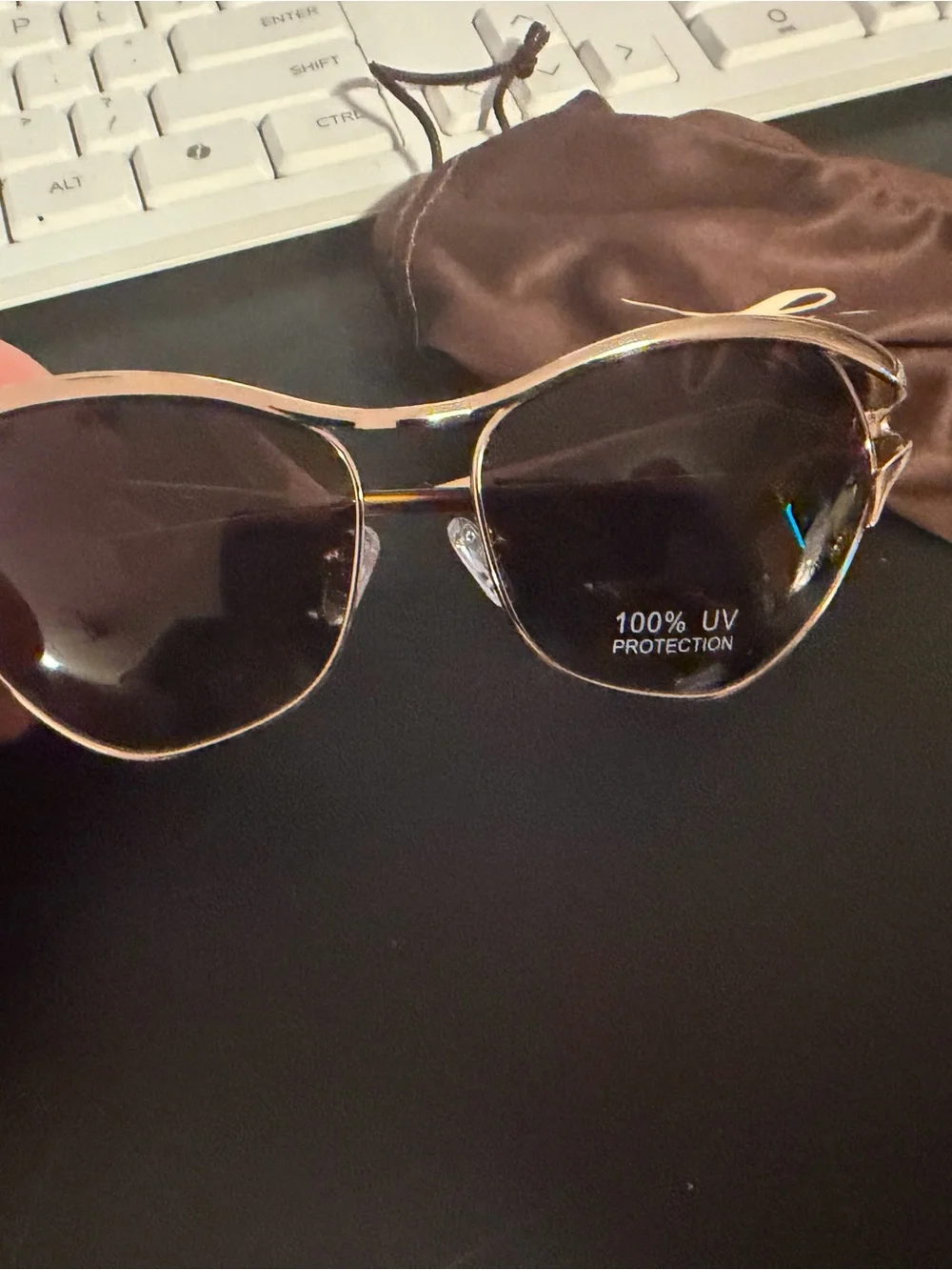 Free People Gold Frame Brown Lens Aviator Sunglasses